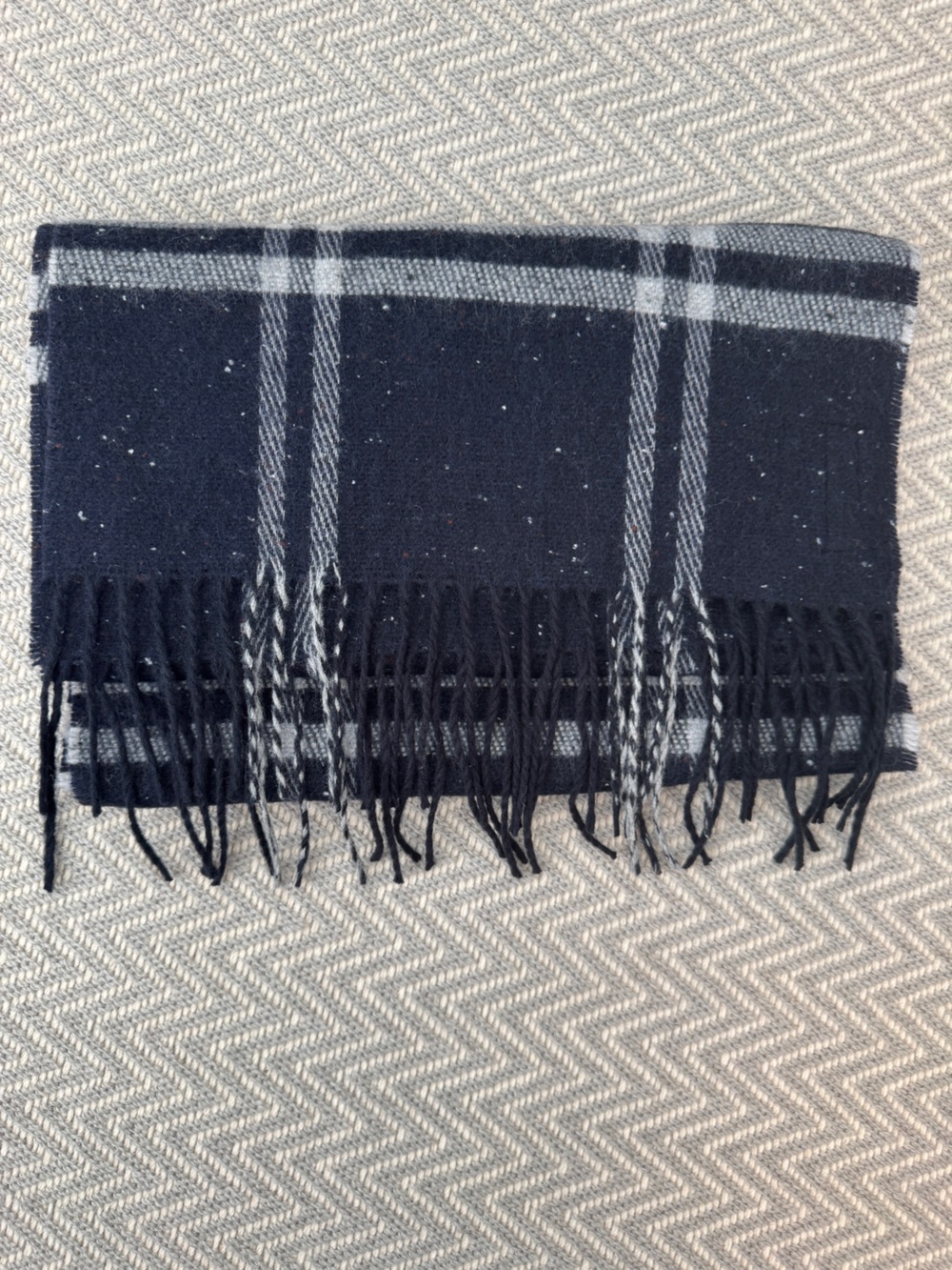 Zara Classic Navy Plaid Fringe Scarf - Accessory large size! NWT